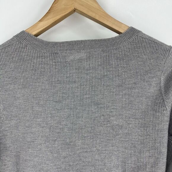 Diane Von Furstenberg Sweater Size Medium Gray Doreen Wool Stretch Floral DVF - Picture 6 of 9